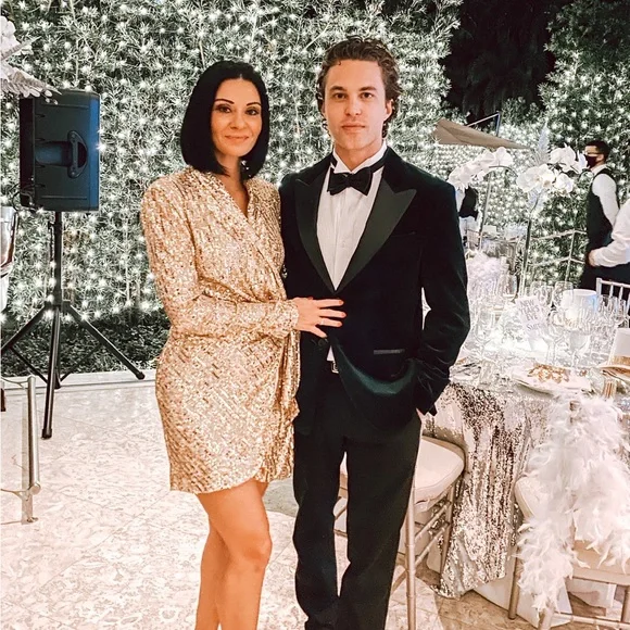 Zara Gold Sequin Mini Wrap Dress w Shoulder Pads - Picture 5 of 10